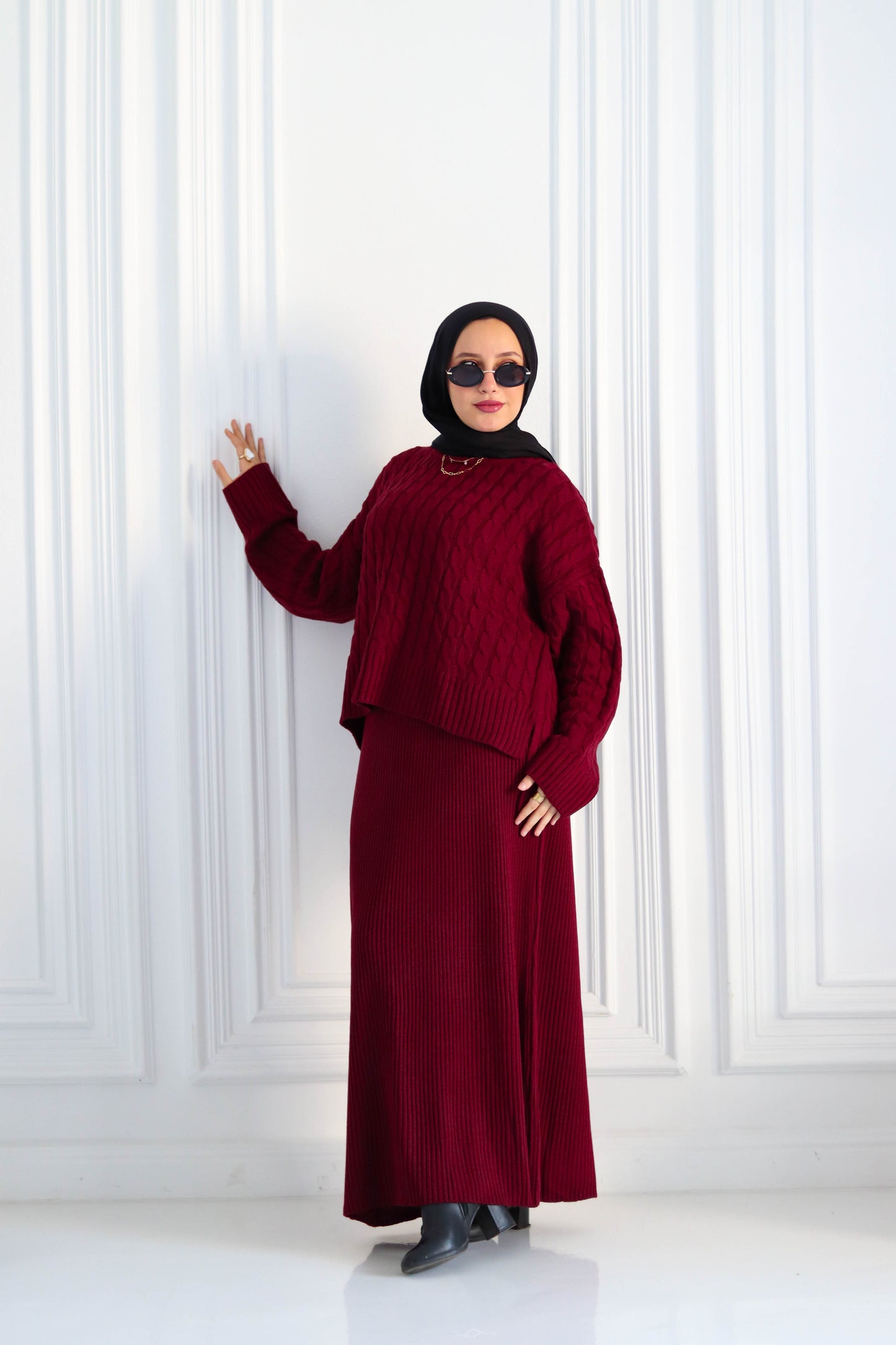 Wool Winter Skirt in Burgundy (skirt only)