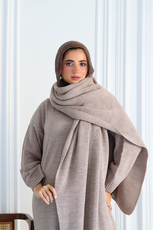 Plain Winter Wool Scarf in Cafe