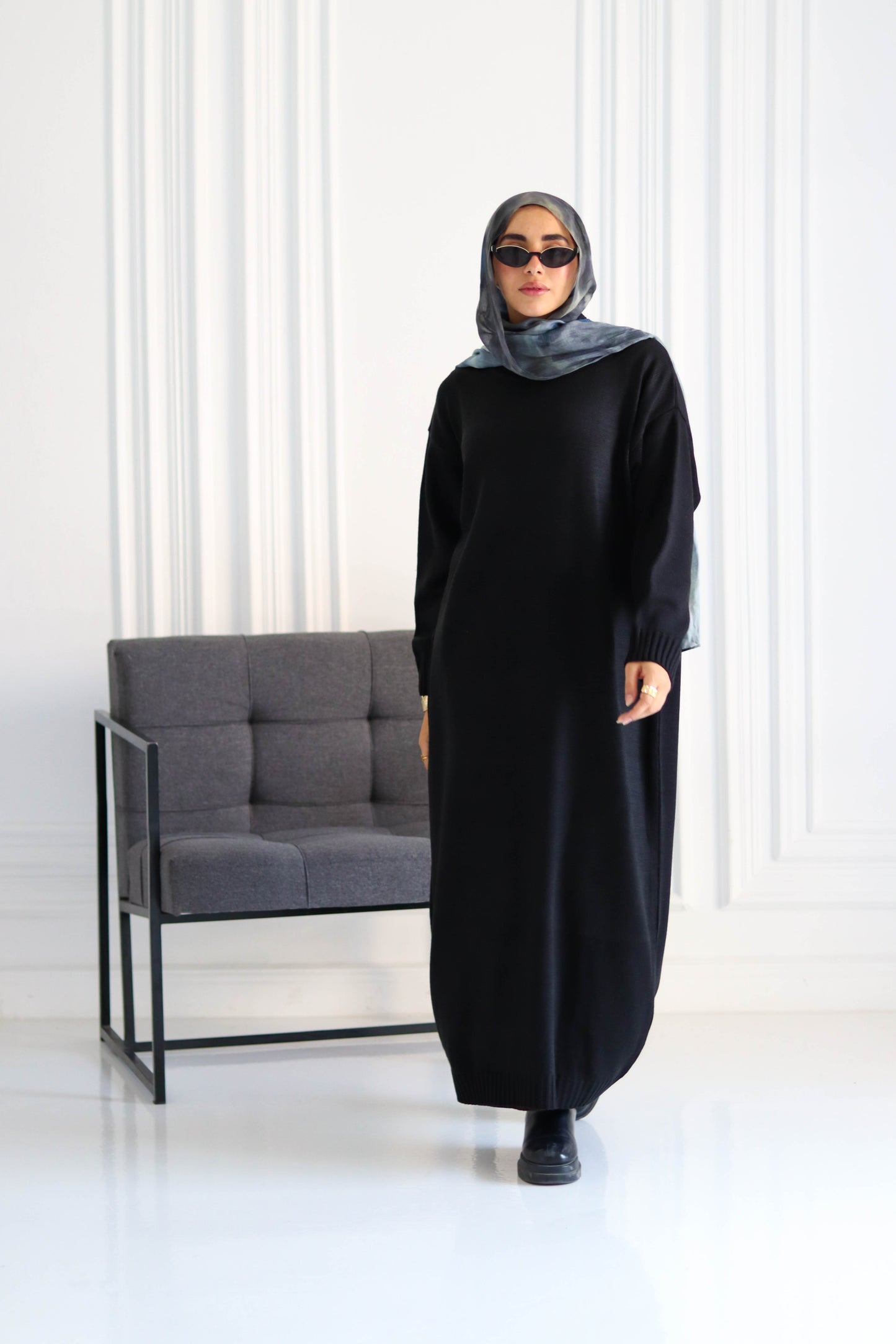 Knitted Winter Dress in Black