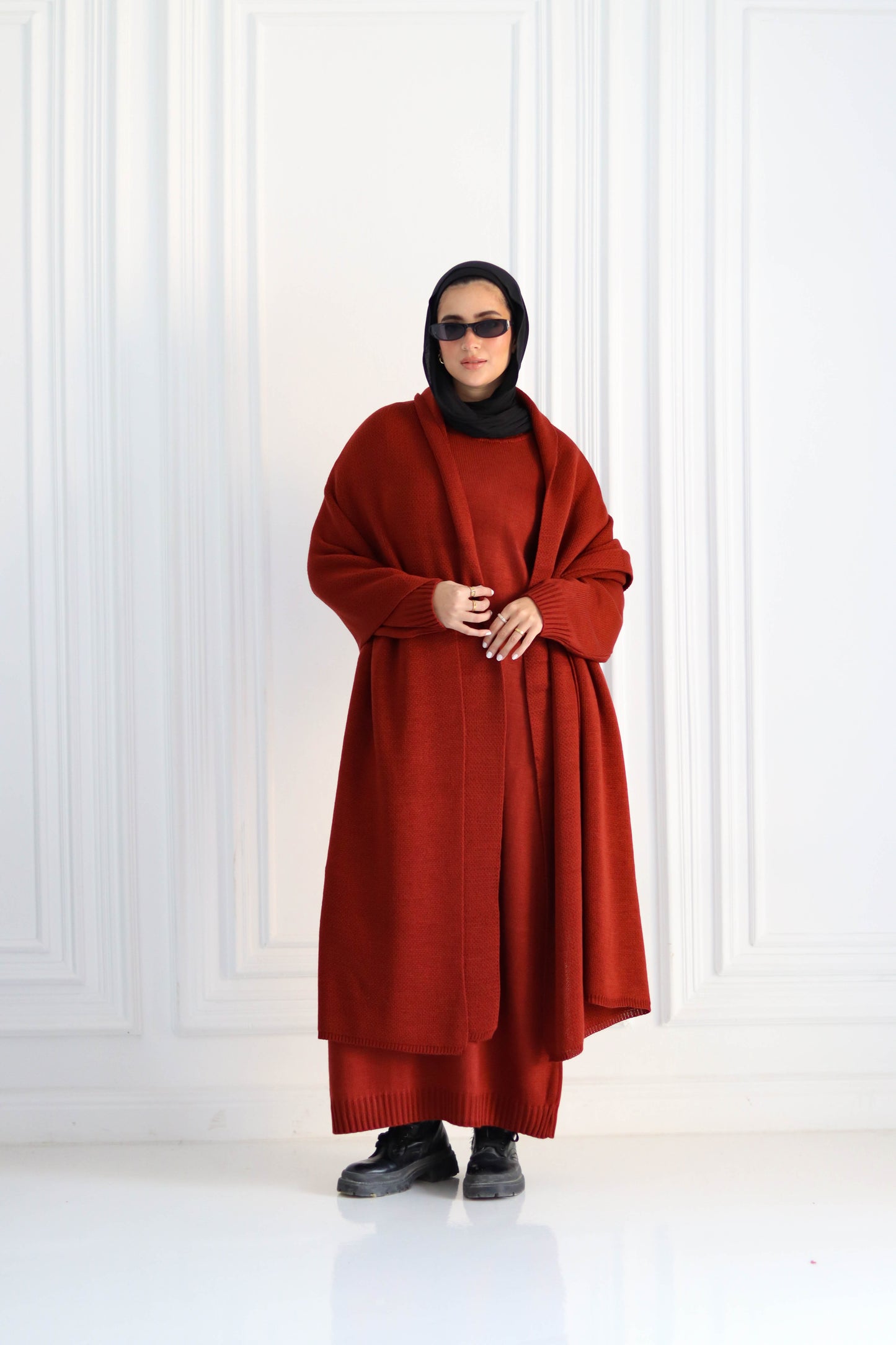 Shawl & Knitted Winter Dress Set in Havan