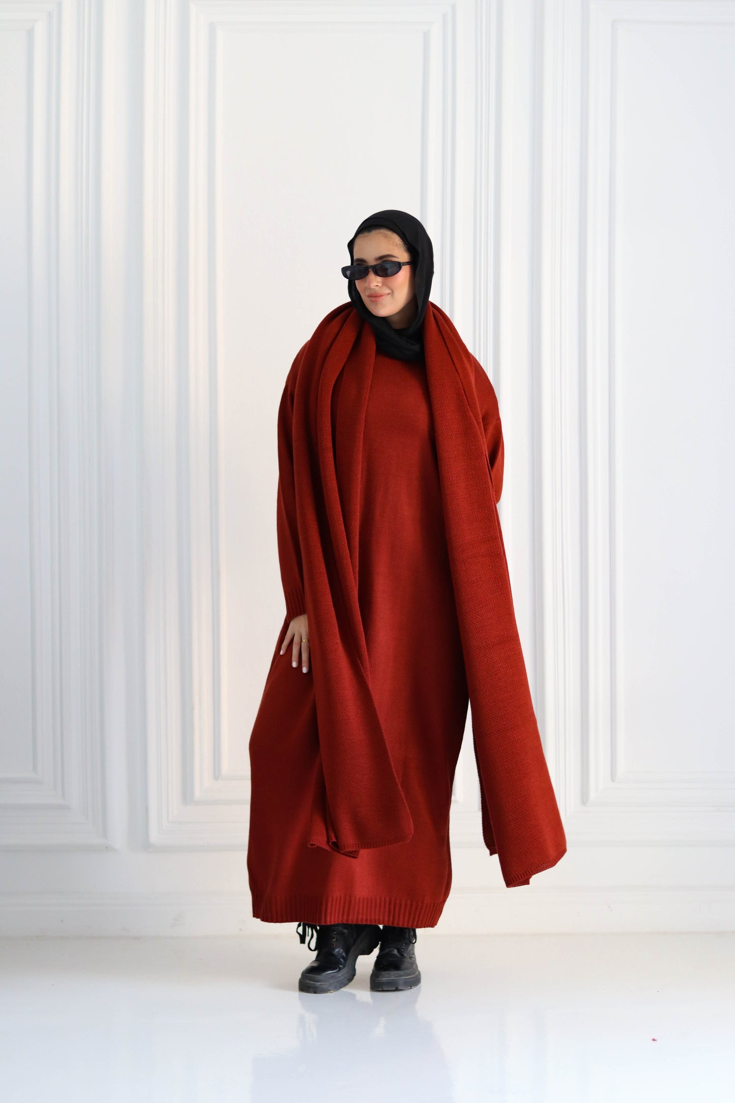 Shawl & Knitted Winter Dress Set in Havan