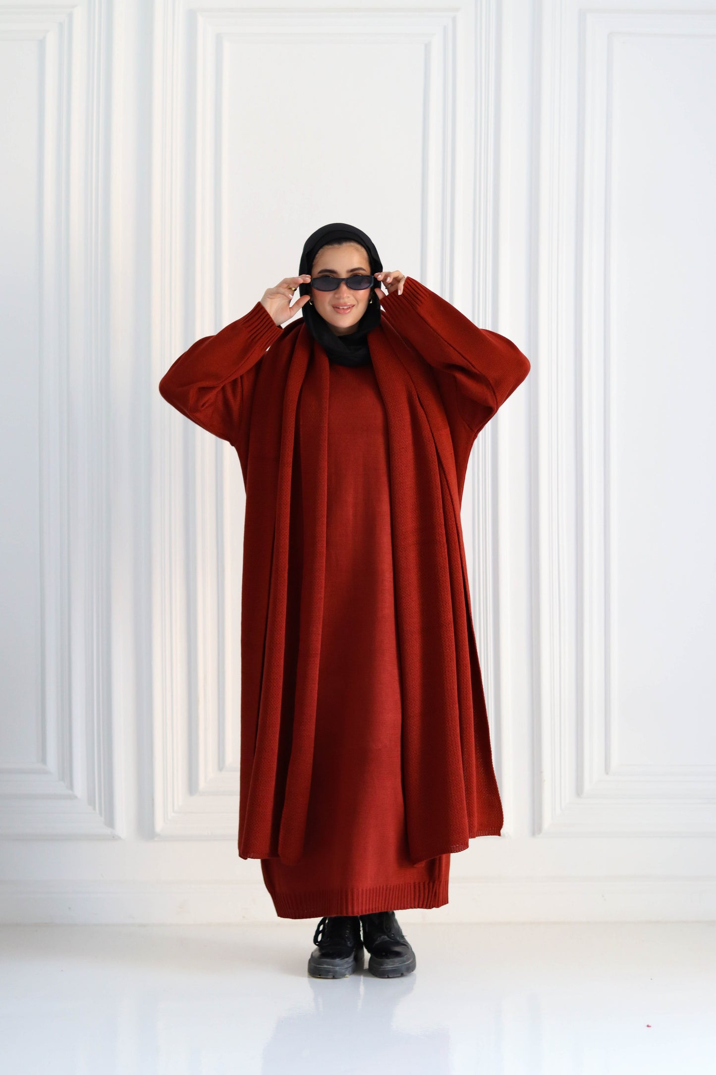 Shawl & Knitted Winter Dress Set in Havan