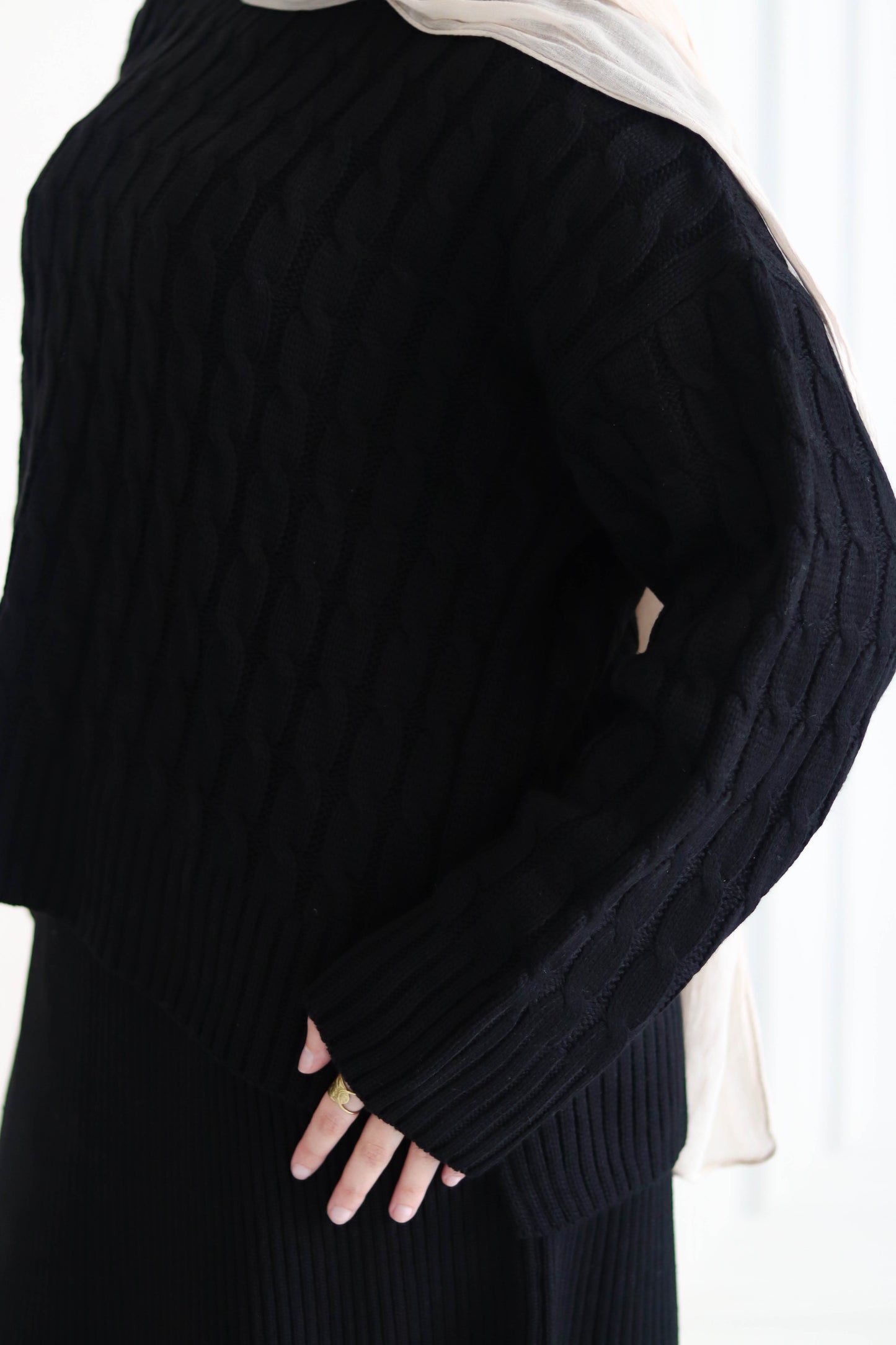 Braided Winter Set in Black (Tunic and skirt)