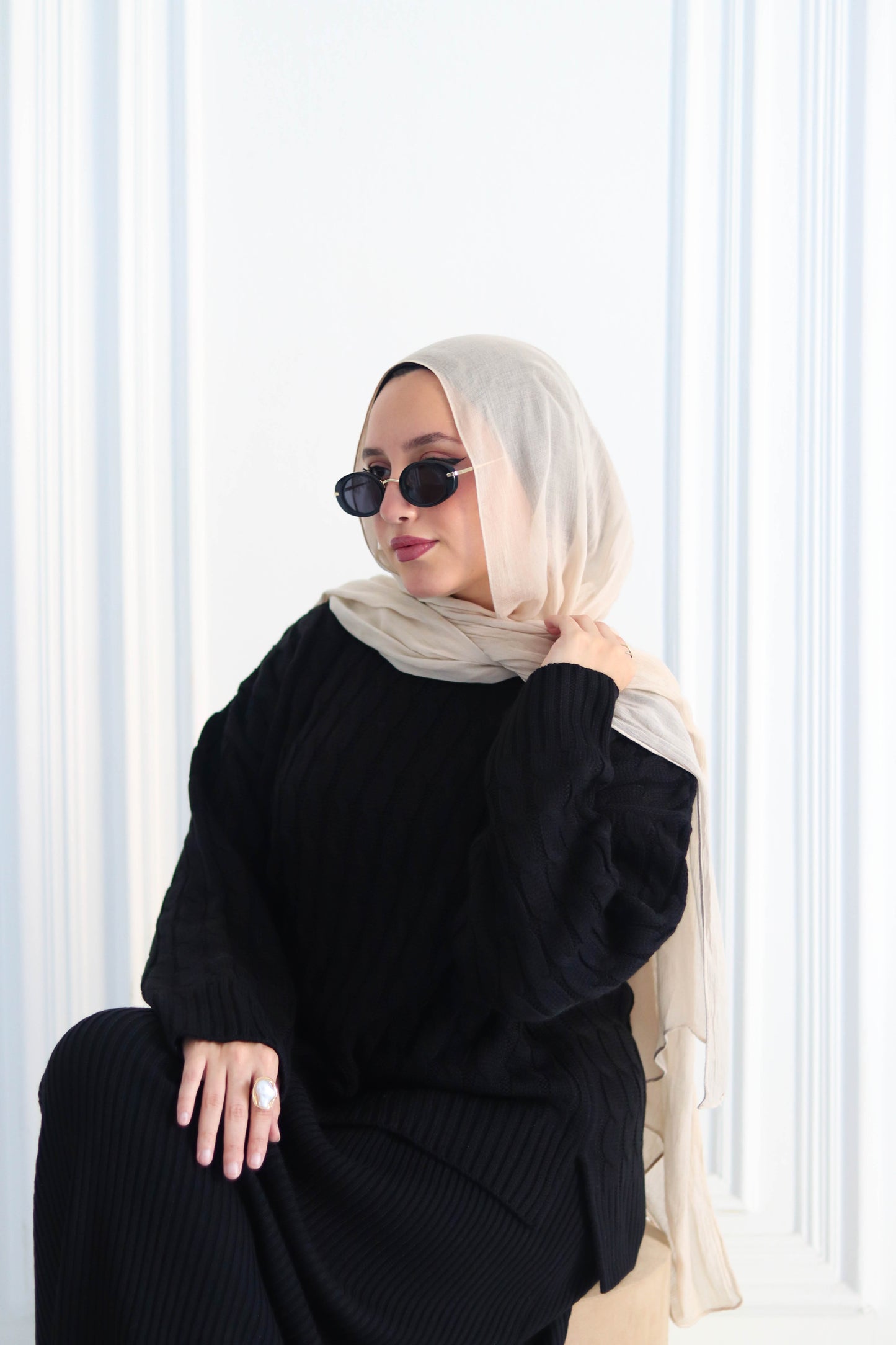 Braided Winter Set in Black (Tunic and skirt)