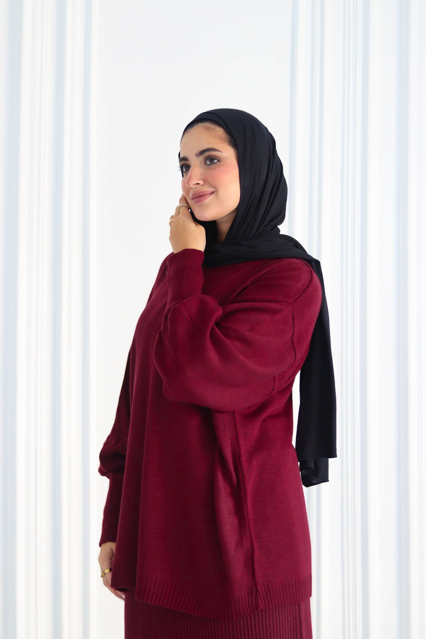 Plain Winter Set in Burgundy (Tunic and skirt)