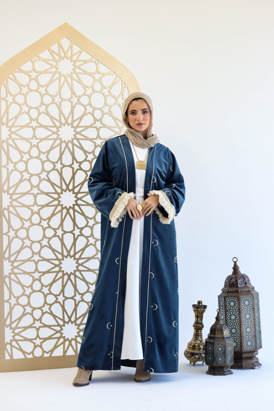 Helal AlKhair Kaftan in Petrol Blue