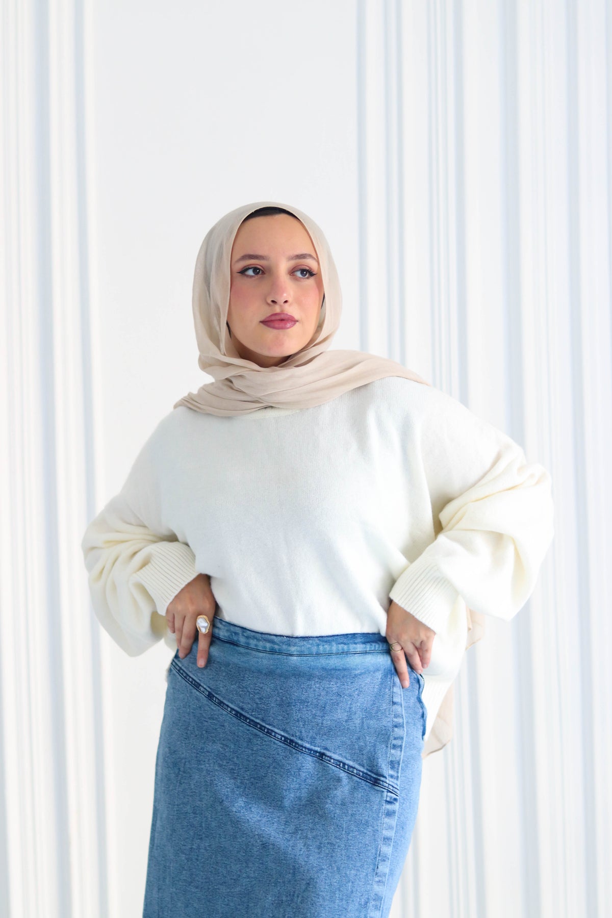 Denim A-Line Skirt in Light Blue
