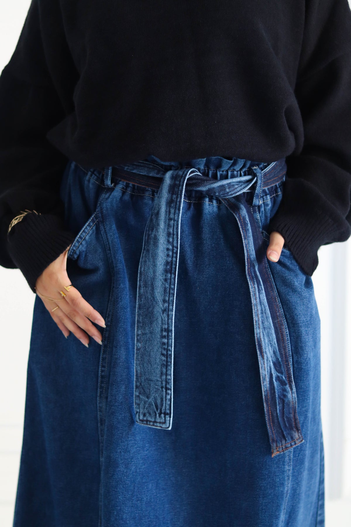 Denim Cloush Skirt in Blue