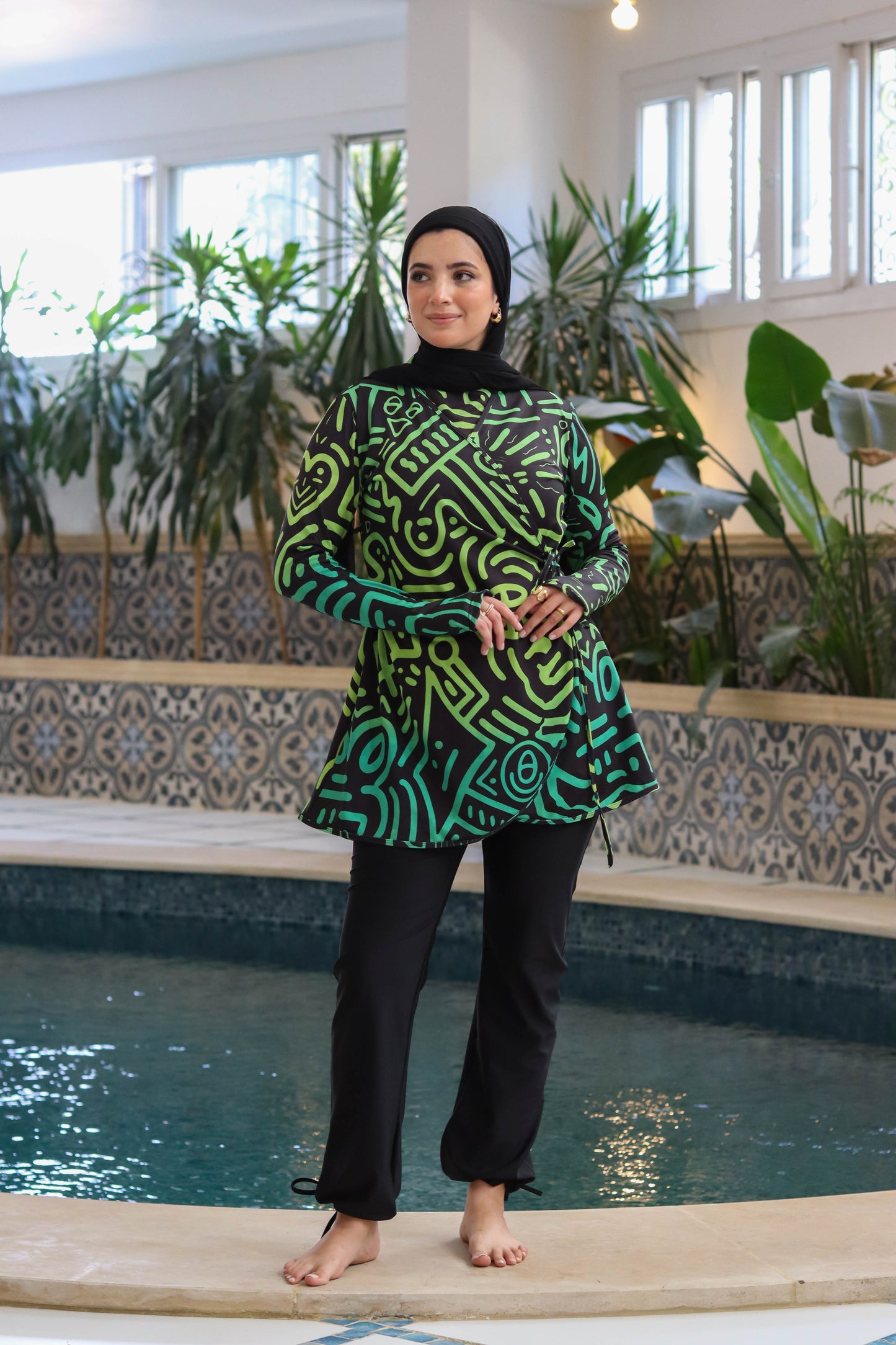 Black African Top Burkini (2 pieces)