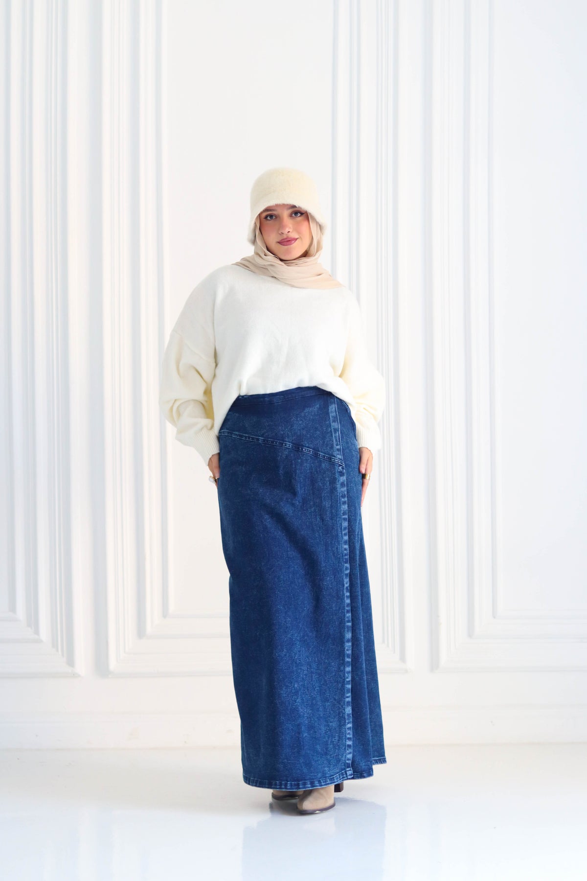 Denim A-Line Skirt in Blue