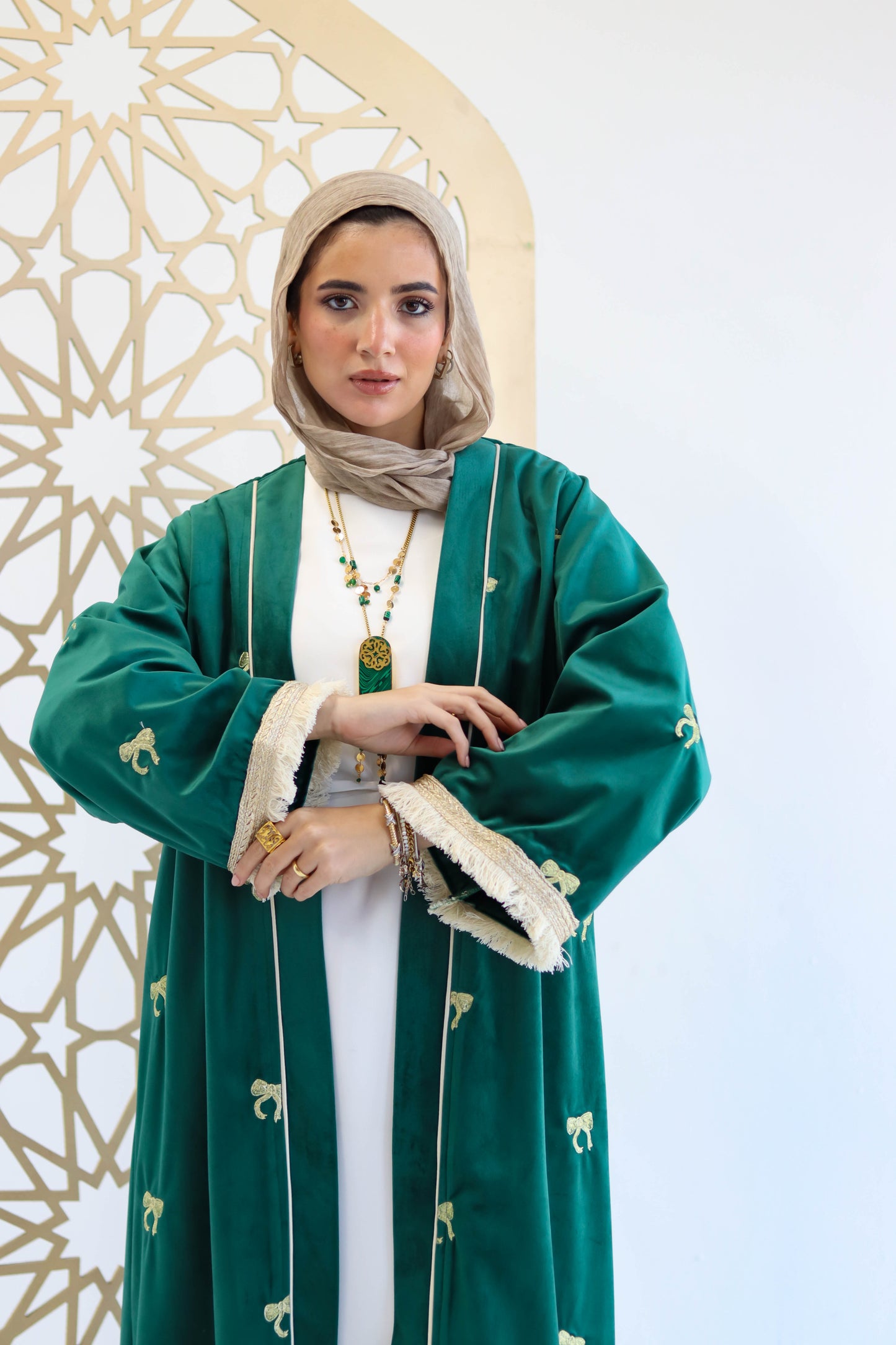 Dorrah Kaftan in Green