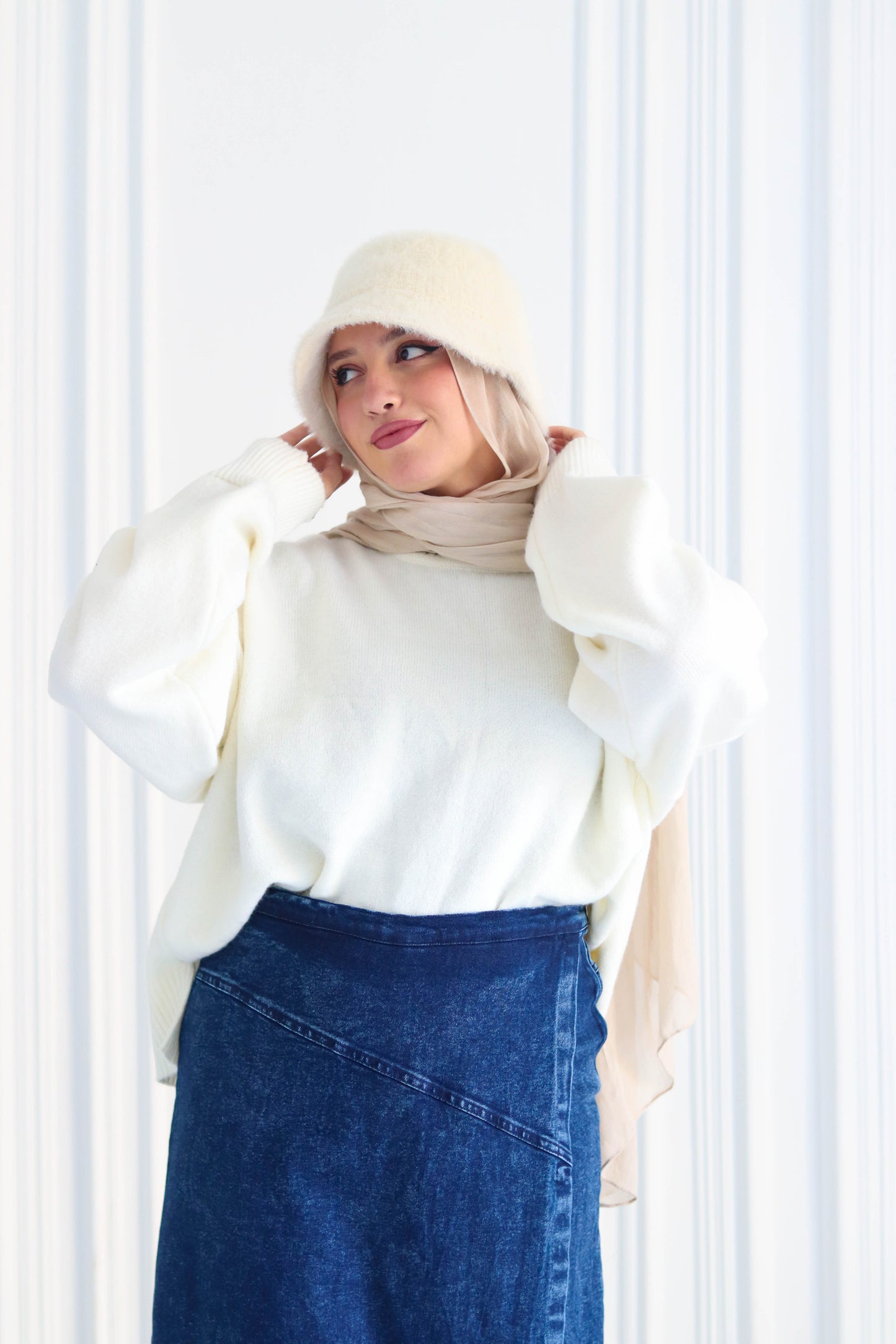 Denim A-Line Skirt in Blue