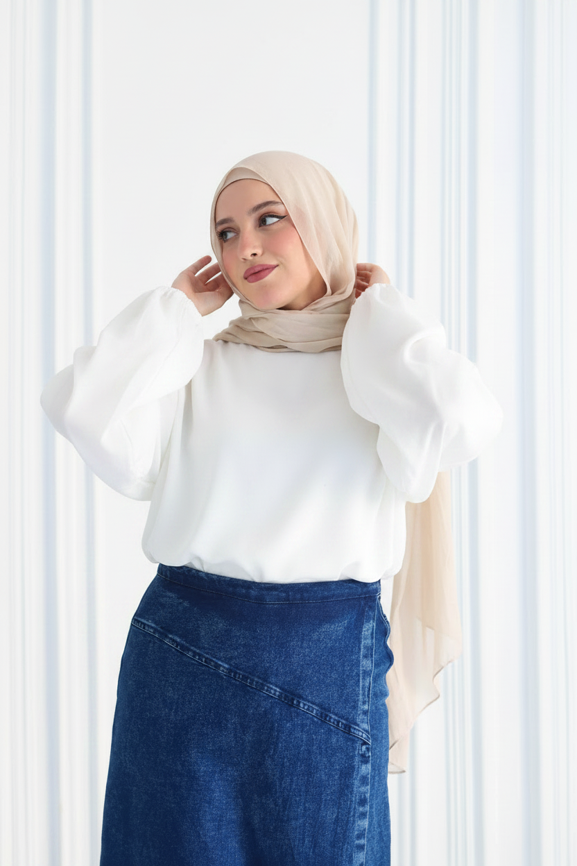 Denim A-Line Skirt in Blue