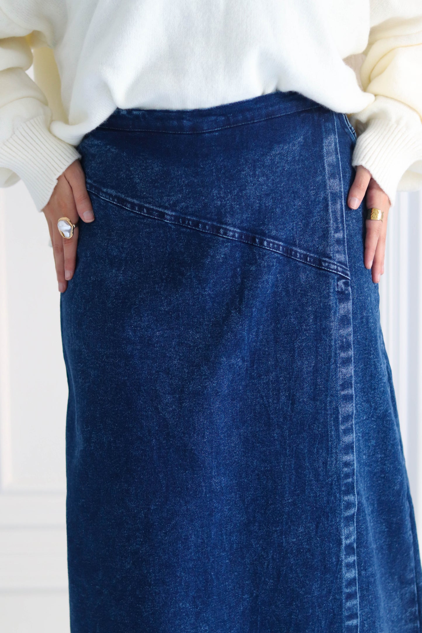 Denim A-Line Skirt in Blue