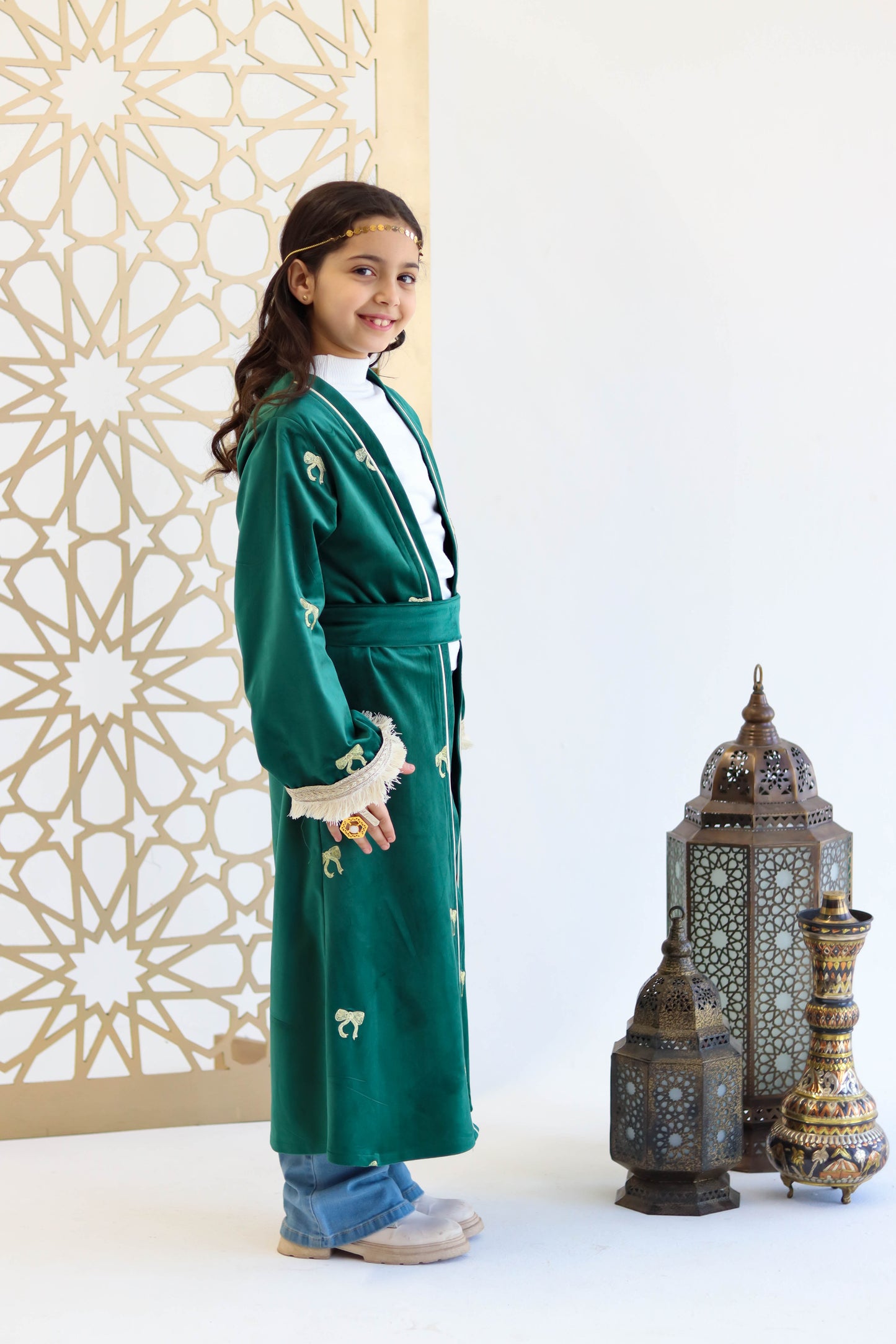 Dorrah Kaftan in Green