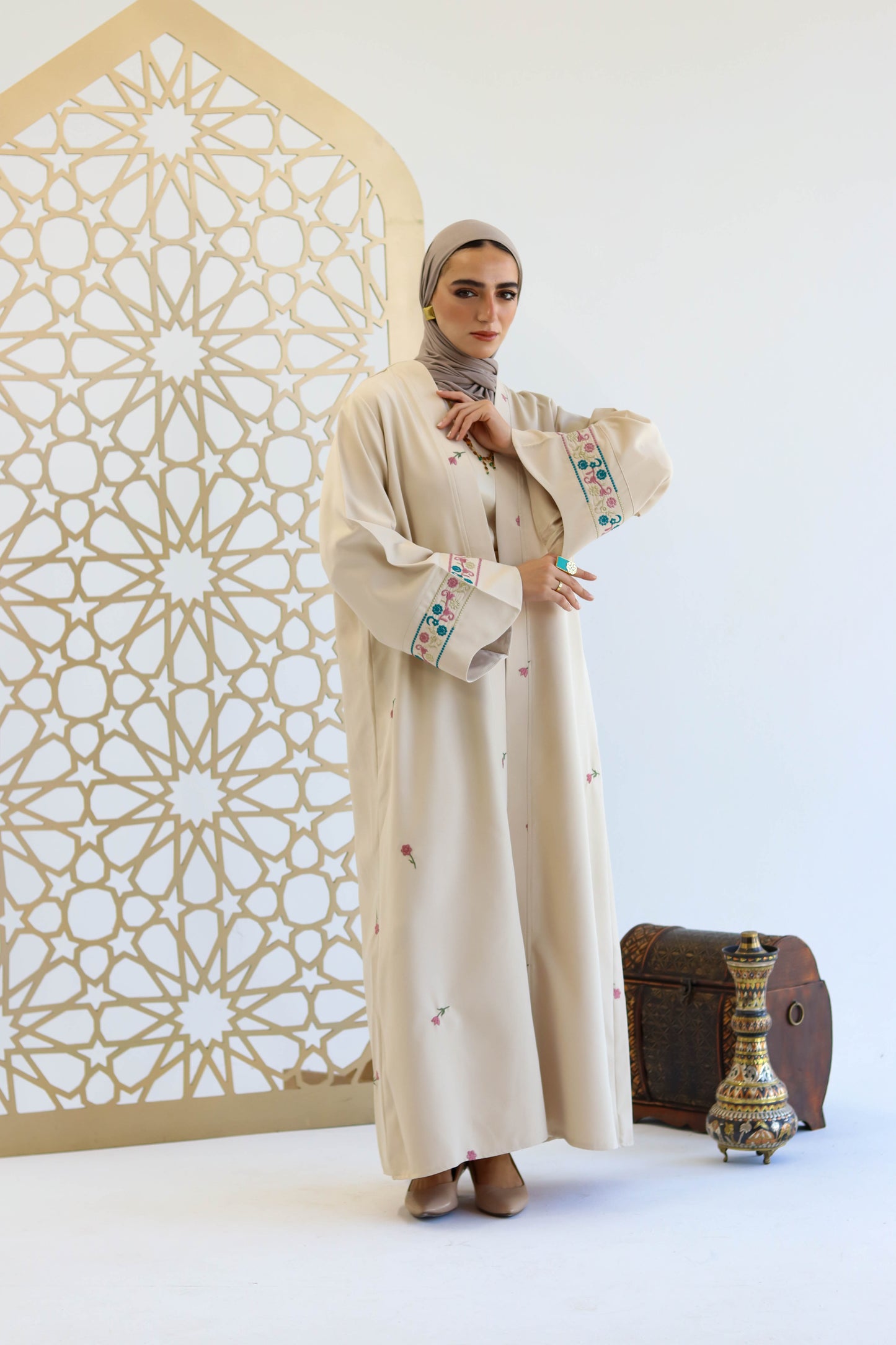 Kaftan Set of Ghosen in Beige