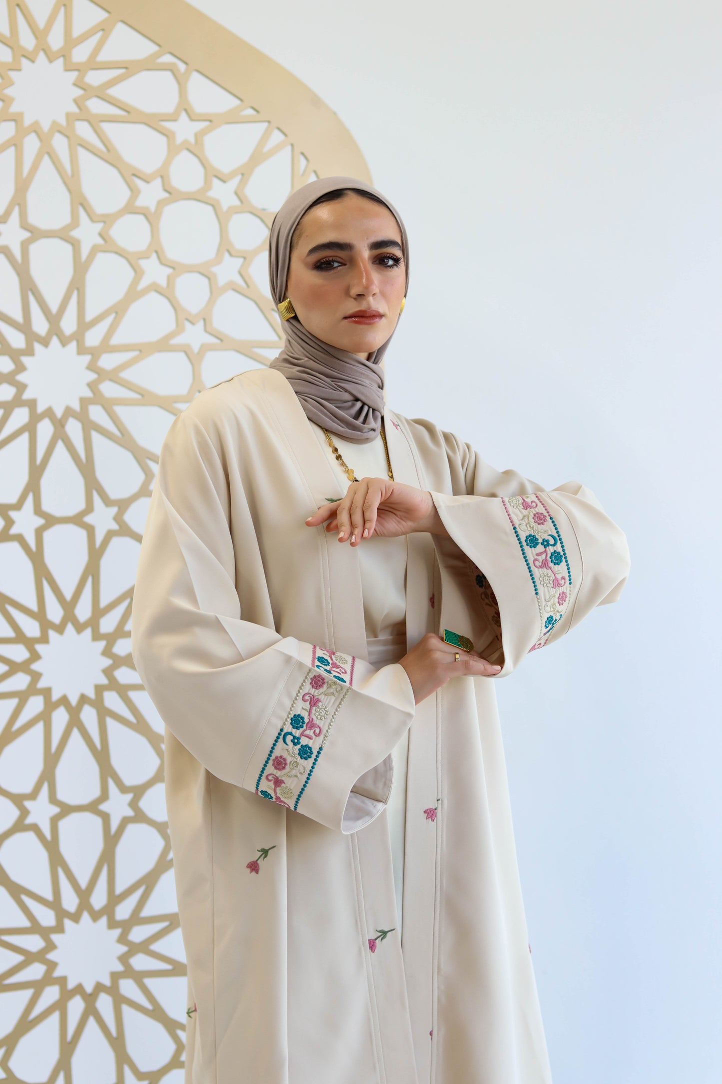 Kaftan Set of Ghosen in Beige