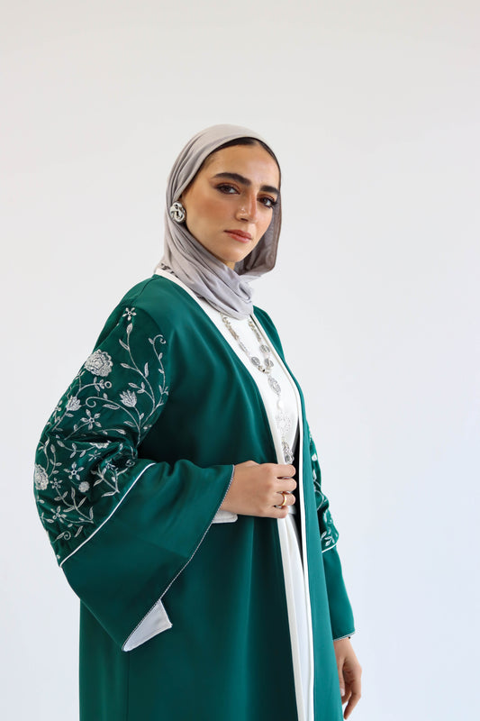Kaftan Set of Jouri in Royal Green
