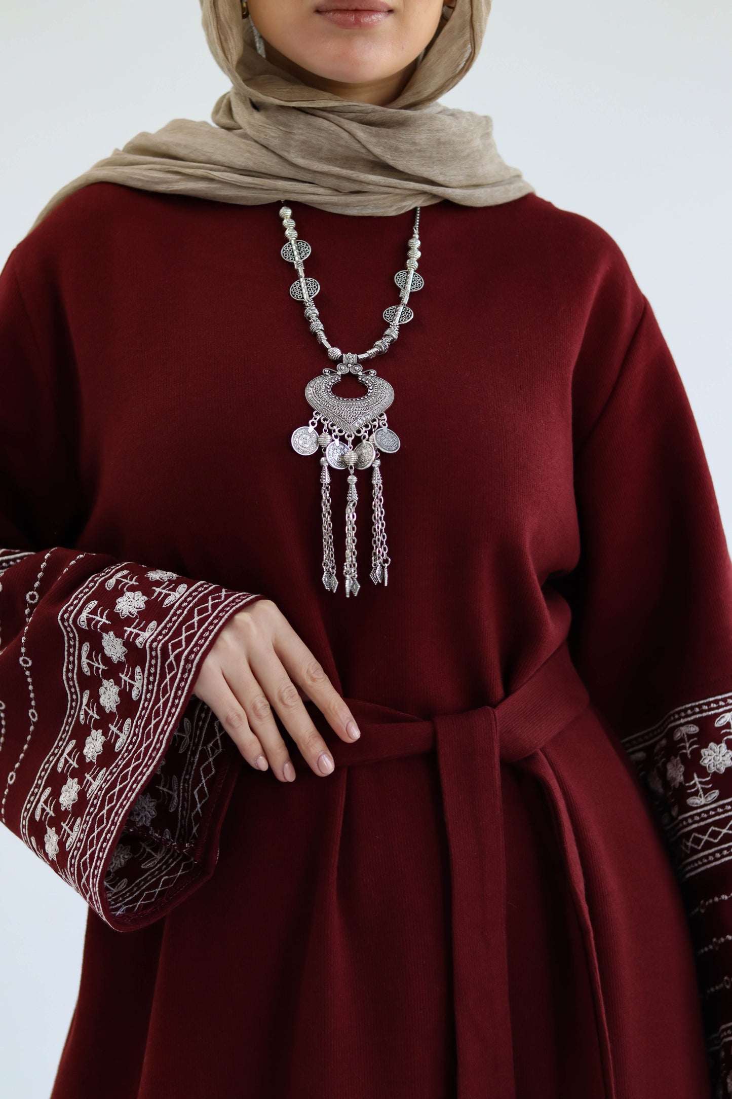Deebaje Abaya in Burgundy