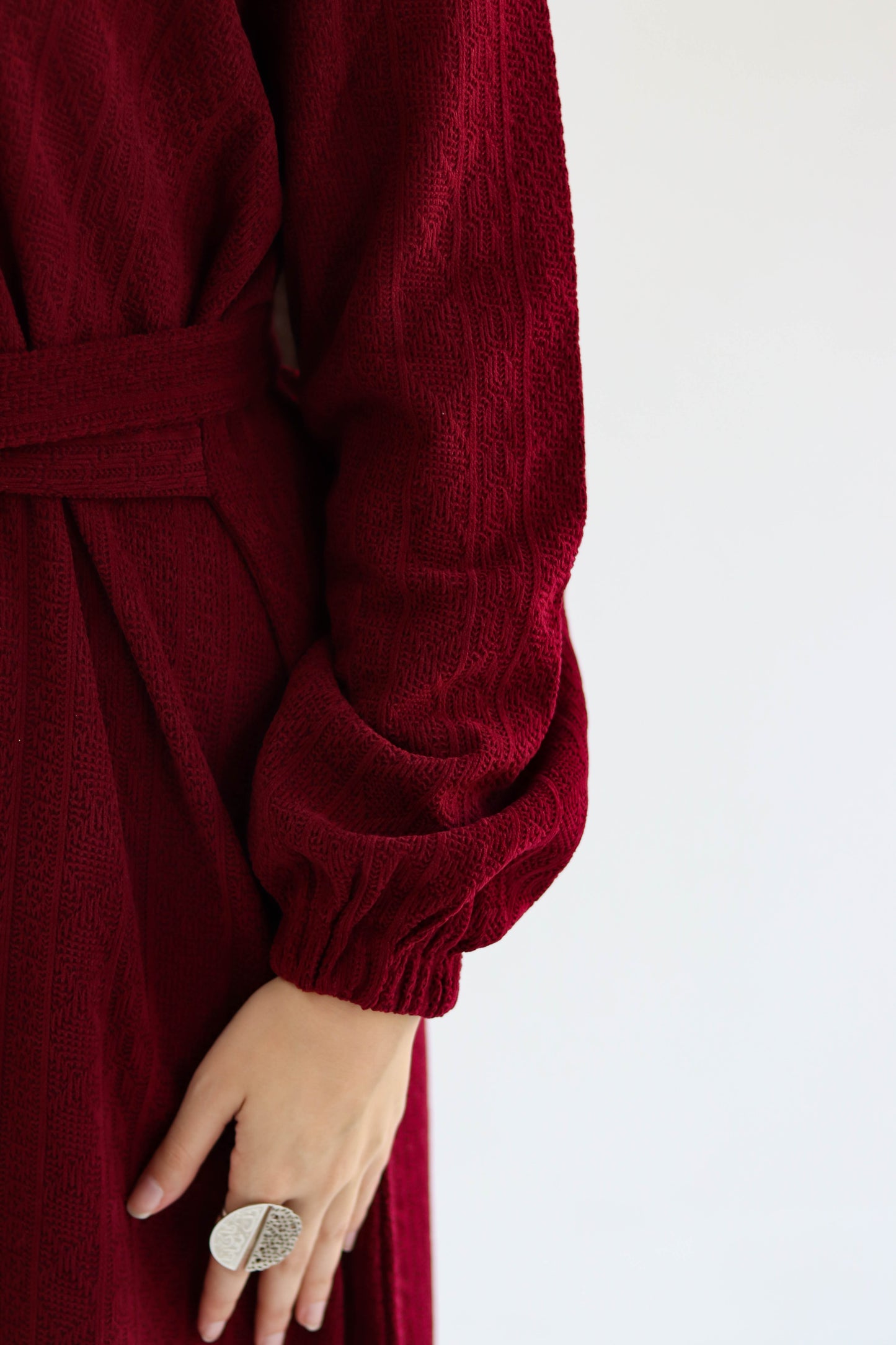 Kaftan Set of Sukoon in Burgundy