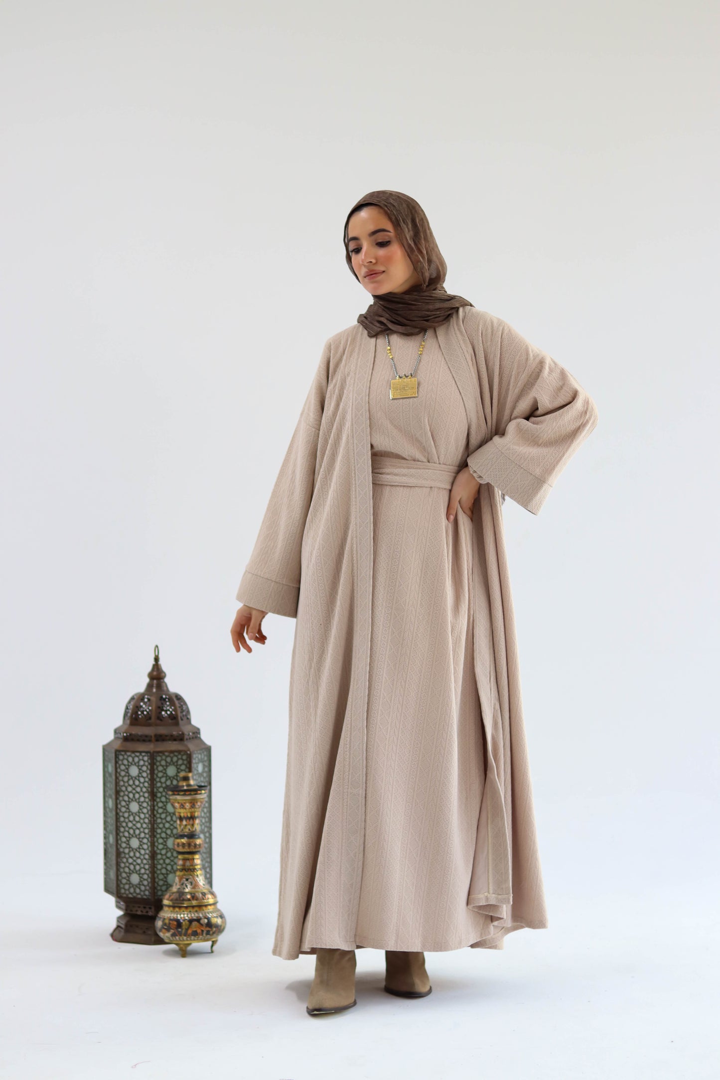 Kaftan Set of Sukoon in Beige