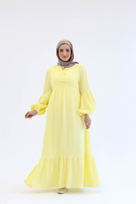 Little Bows Summer Dress in Yellow