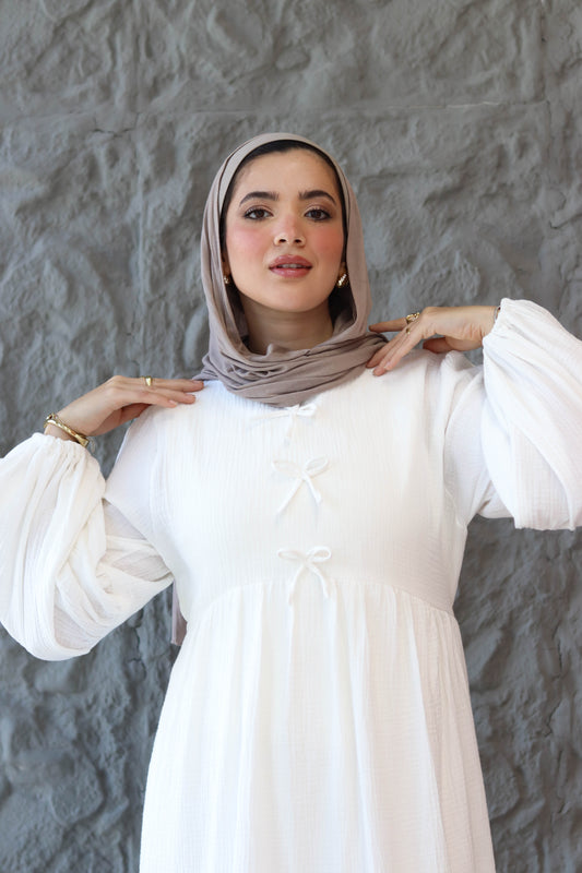 Little Bows Summer Dress in White