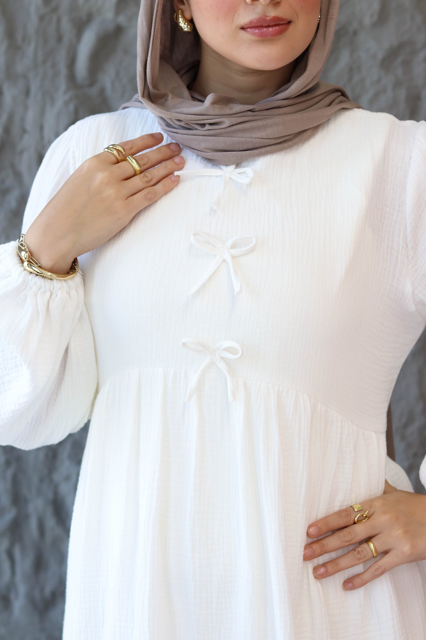 Little Bows Summer Dress in White