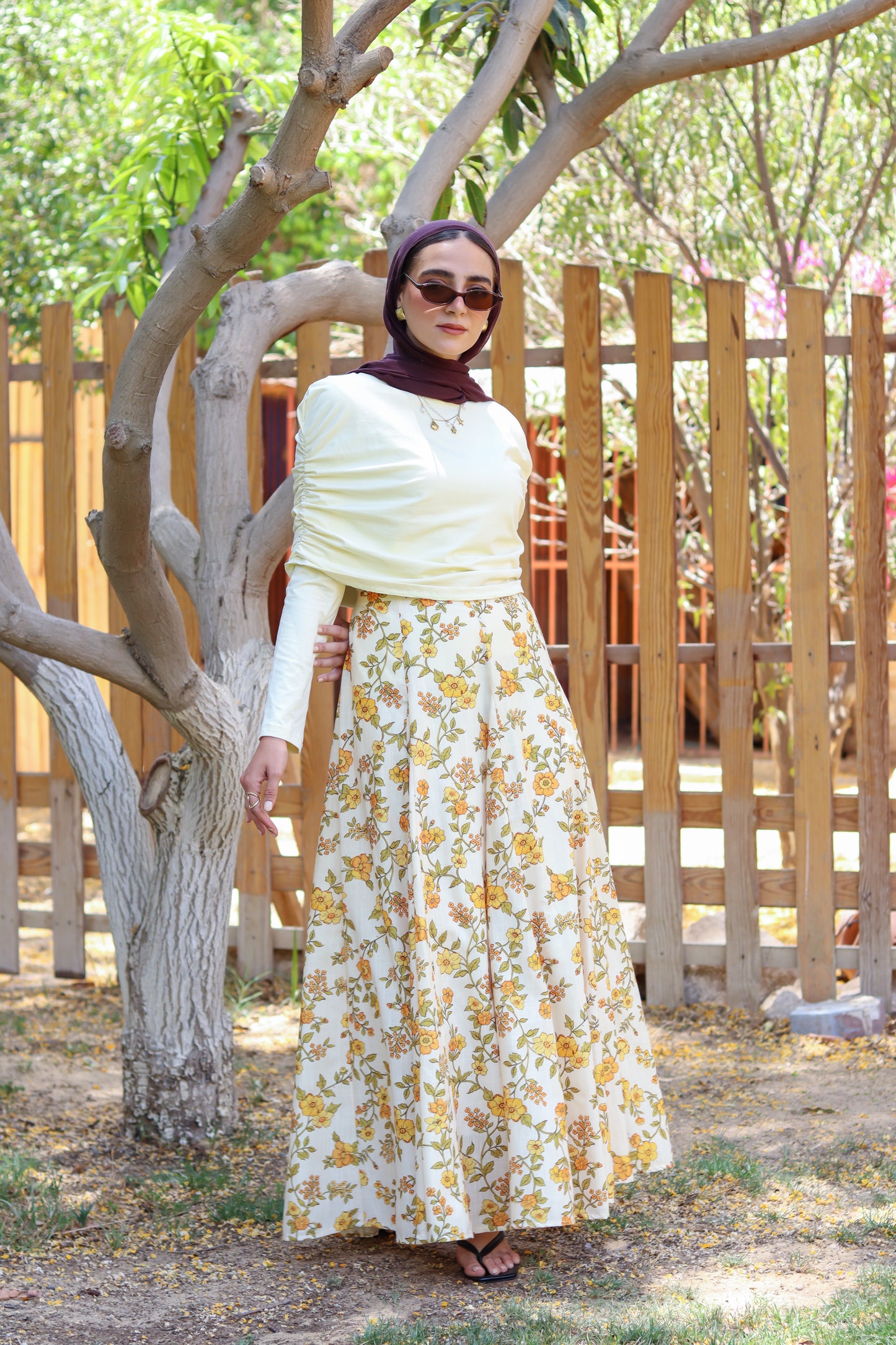 Soft Line Draped Top in Yellow