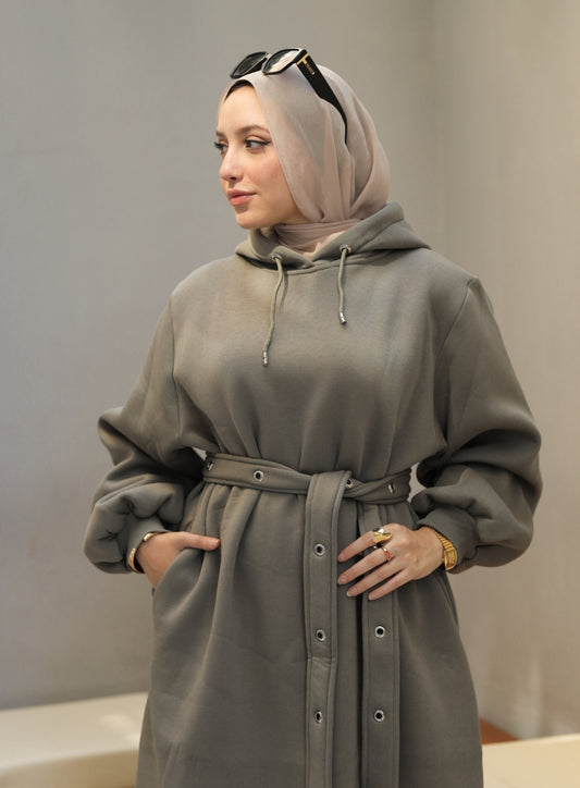 Hoodie Dress in Olive