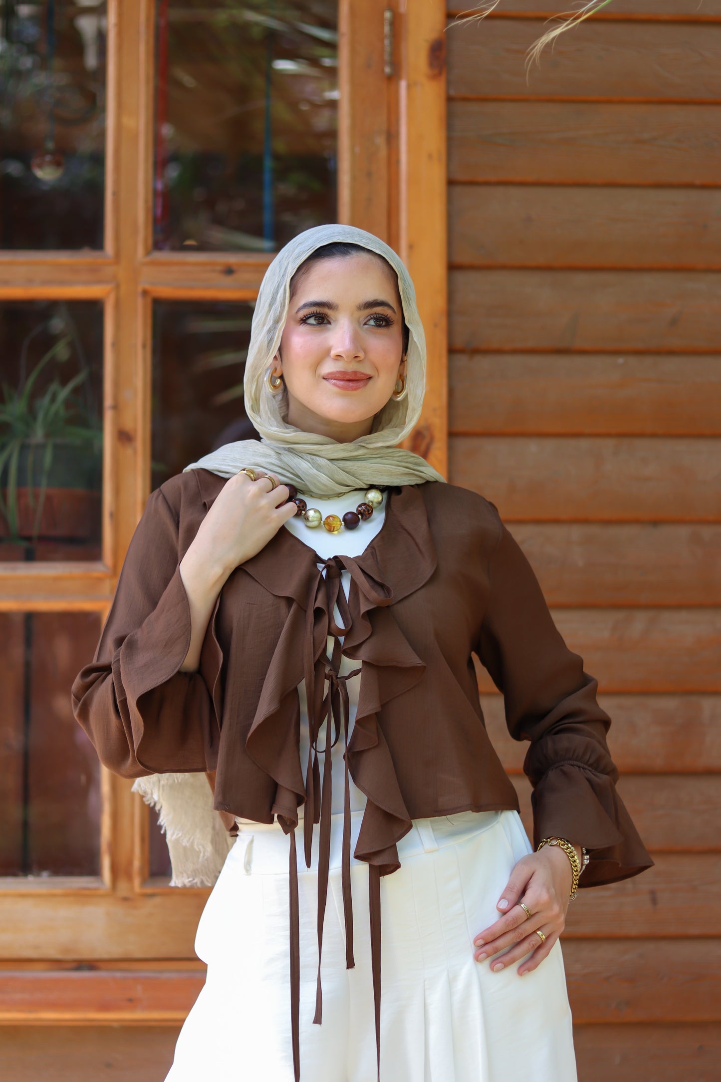 Solis Ruffles Top in Brown