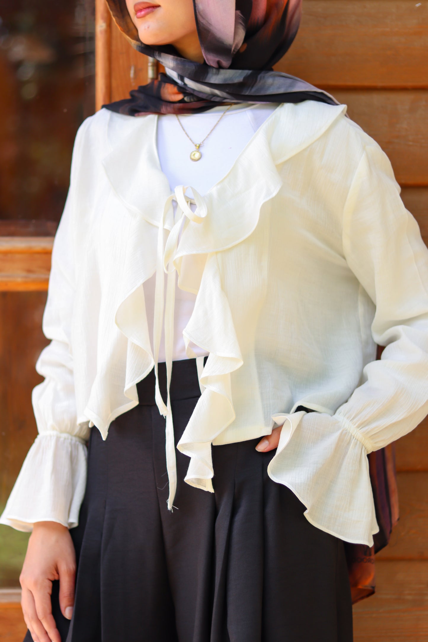 Solis Ruffle Top in White
