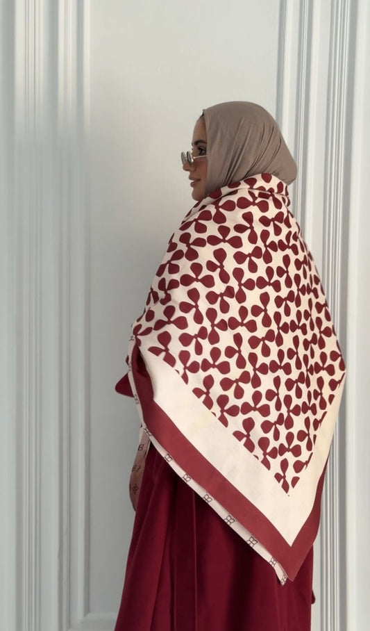 Floral Burgundy Wool Scarf