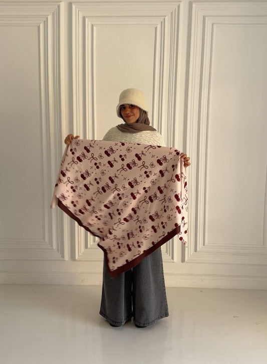 Cherries & Bows Wool Scarf