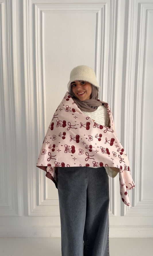 Cherries & Bows Wool Scarf