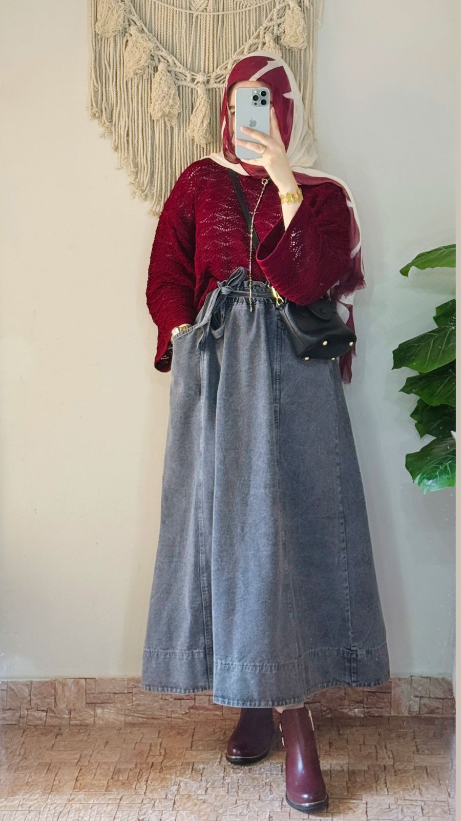 Wool Winter Crop Top in Burgundy (top only only)