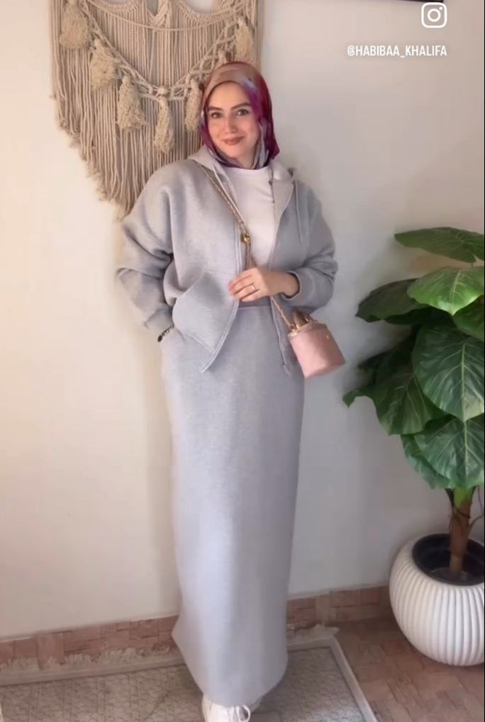 Casual Winter Set in Grey (jacket and skirt)
