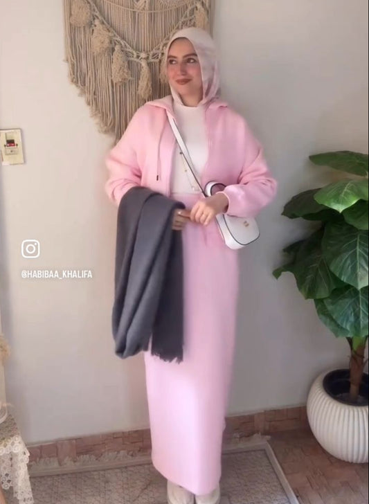 Casual Winter Set in Pink (jacket and skirt)