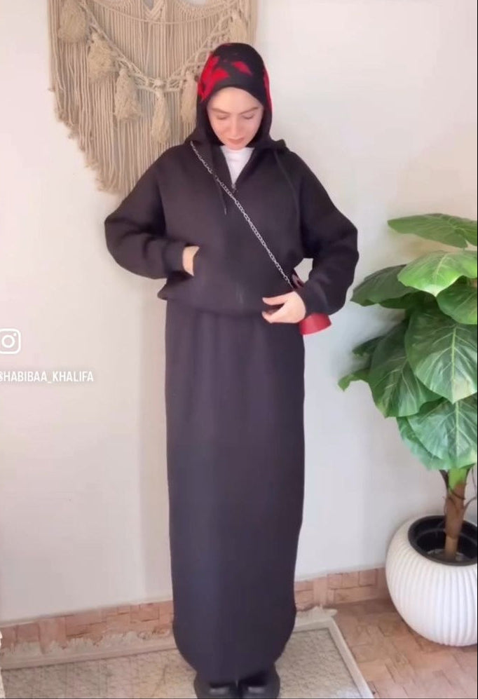 Casual Winter Set in Black (jacket and skirt)