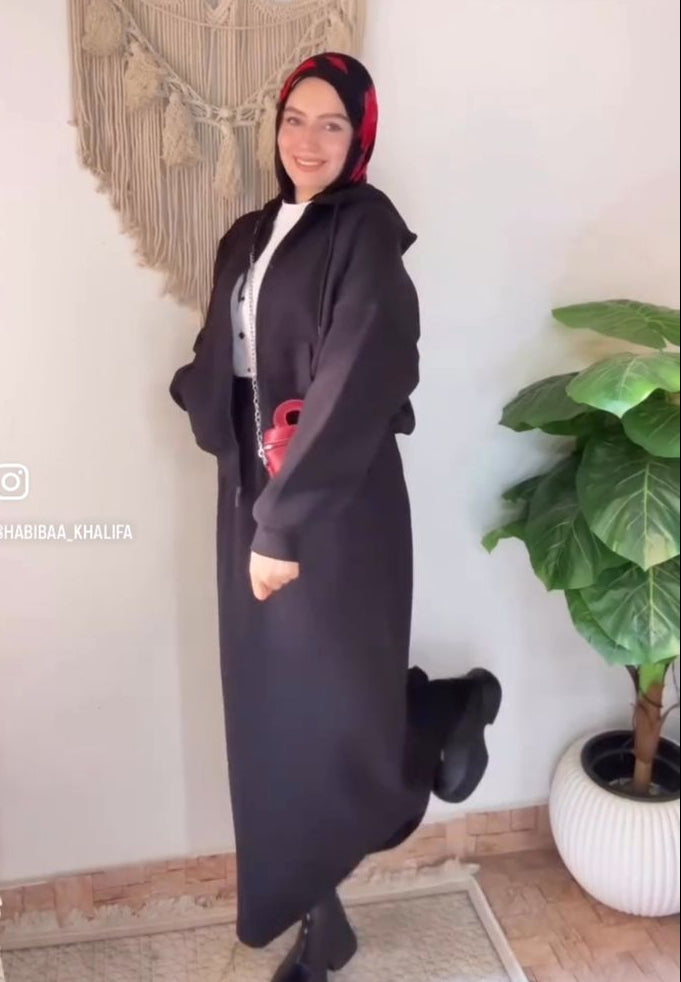 Casual Winter Set in Black (jacket and skirt)