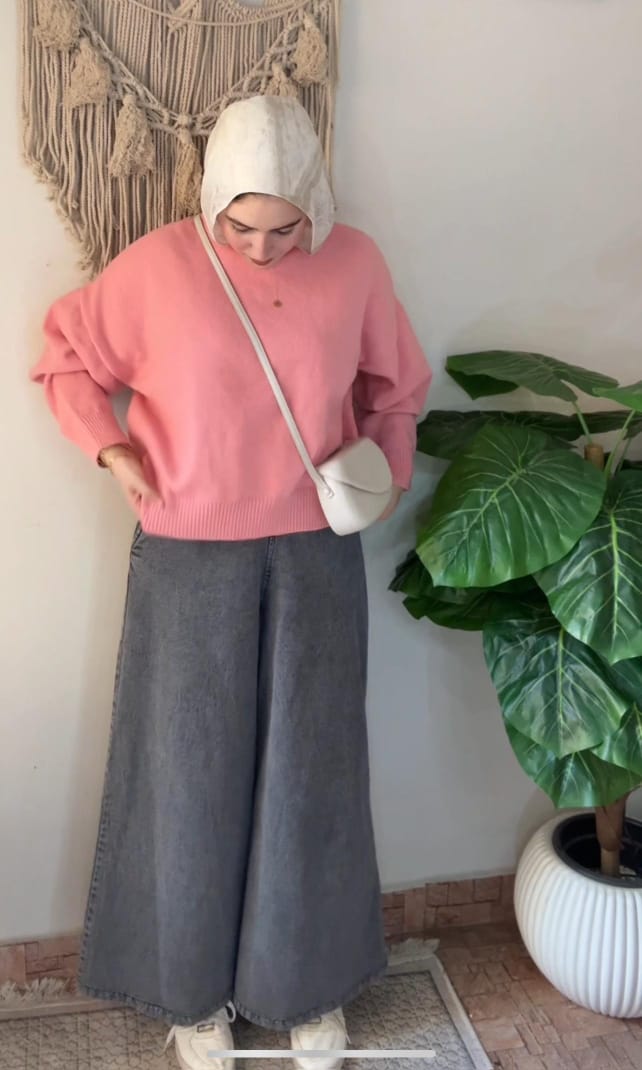 Essential High-Neck Wool Top in Pink