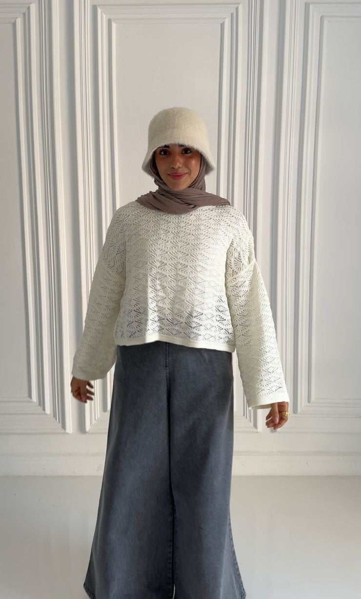 Wool Winter Crop Top in OffWhite (top only only)