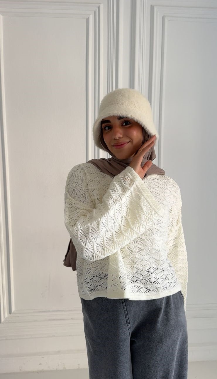 Wool Winter Crop Top in OffWhite (top only only)