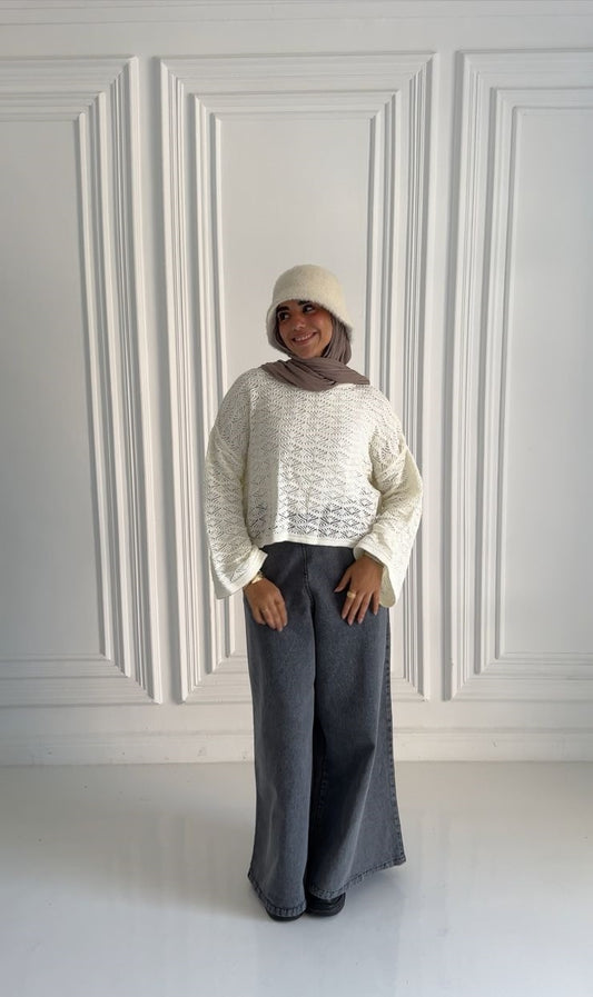 Wool Winter Crop Top in OffWhite (top only only)