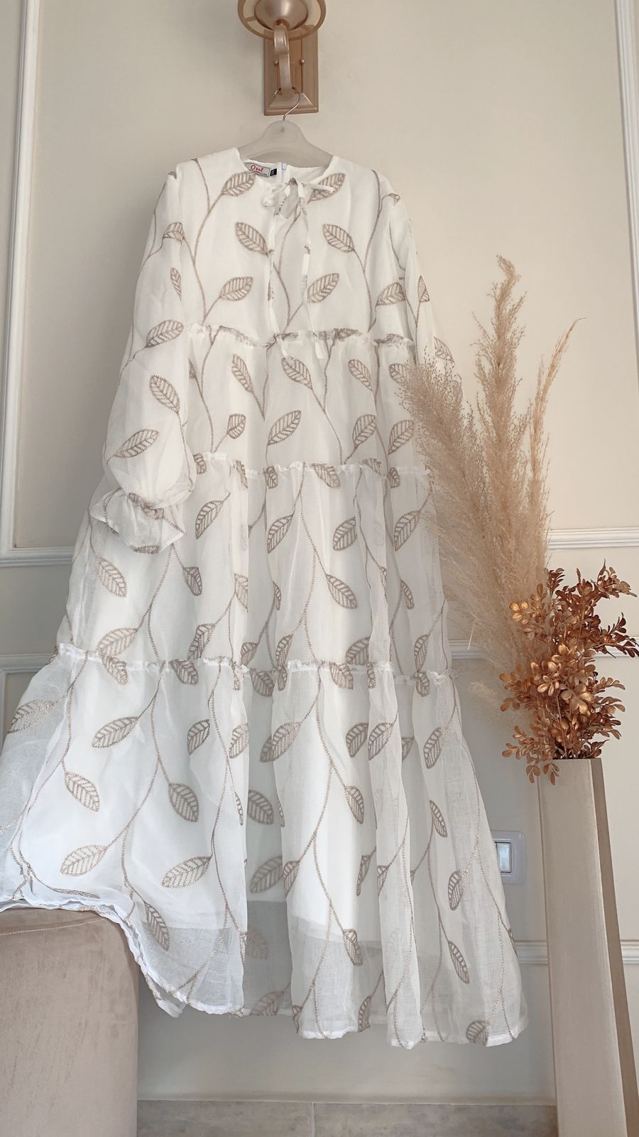 Elegant Beige Embroidered Dress
