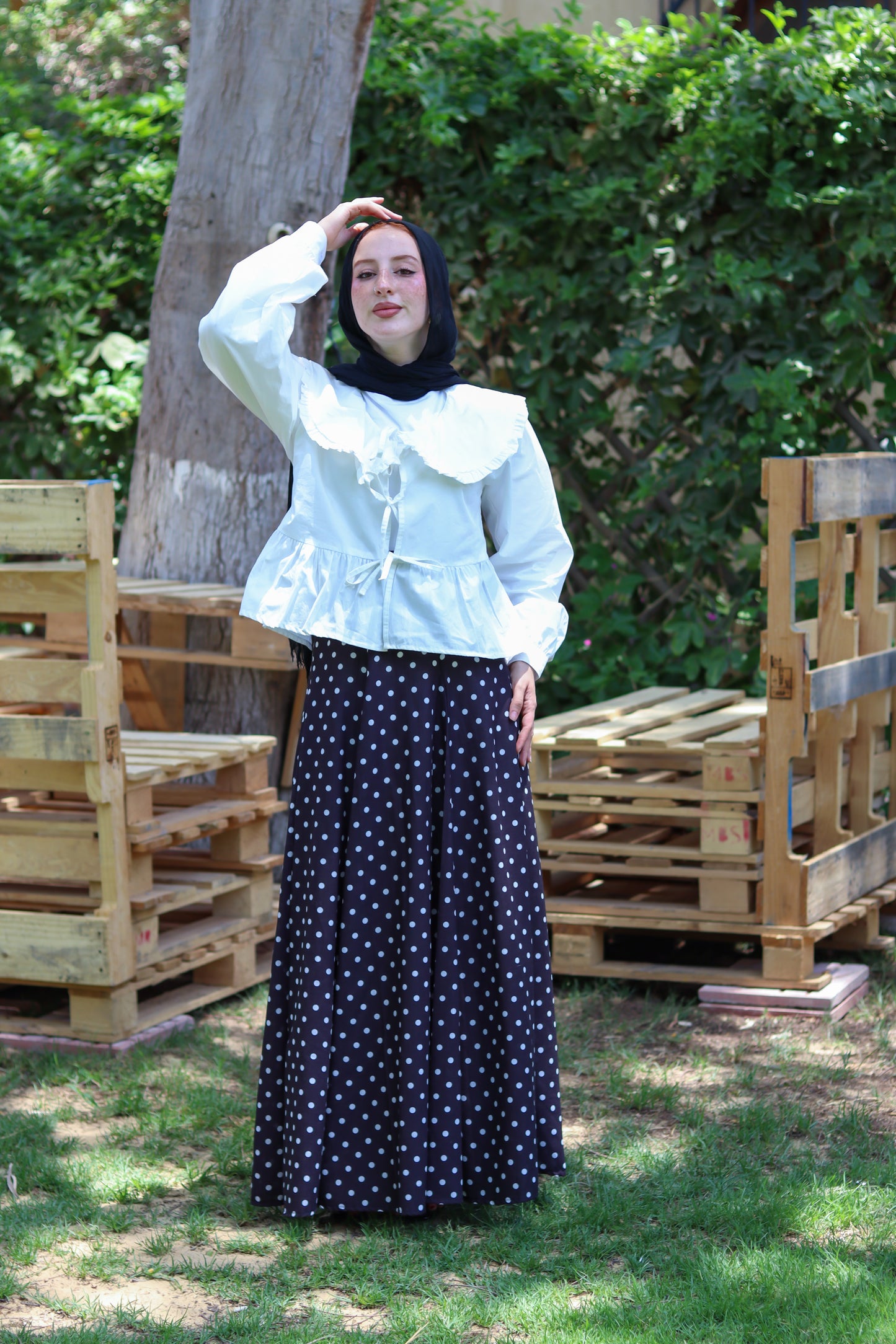 Ozel Polka Dot Skirt in Black