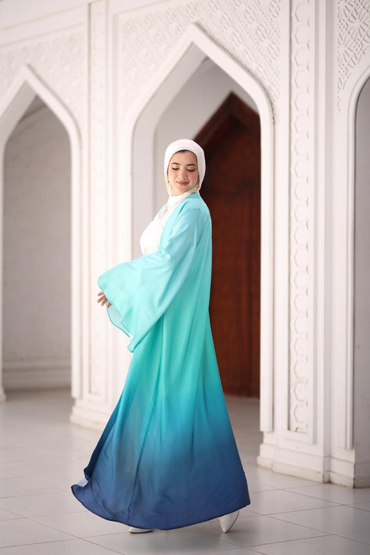 Degradee Abaya Set in Shades of Blue