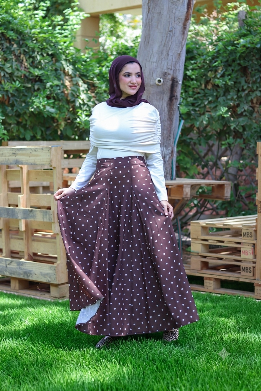 Ozel Polka Dot Skirt in Brown