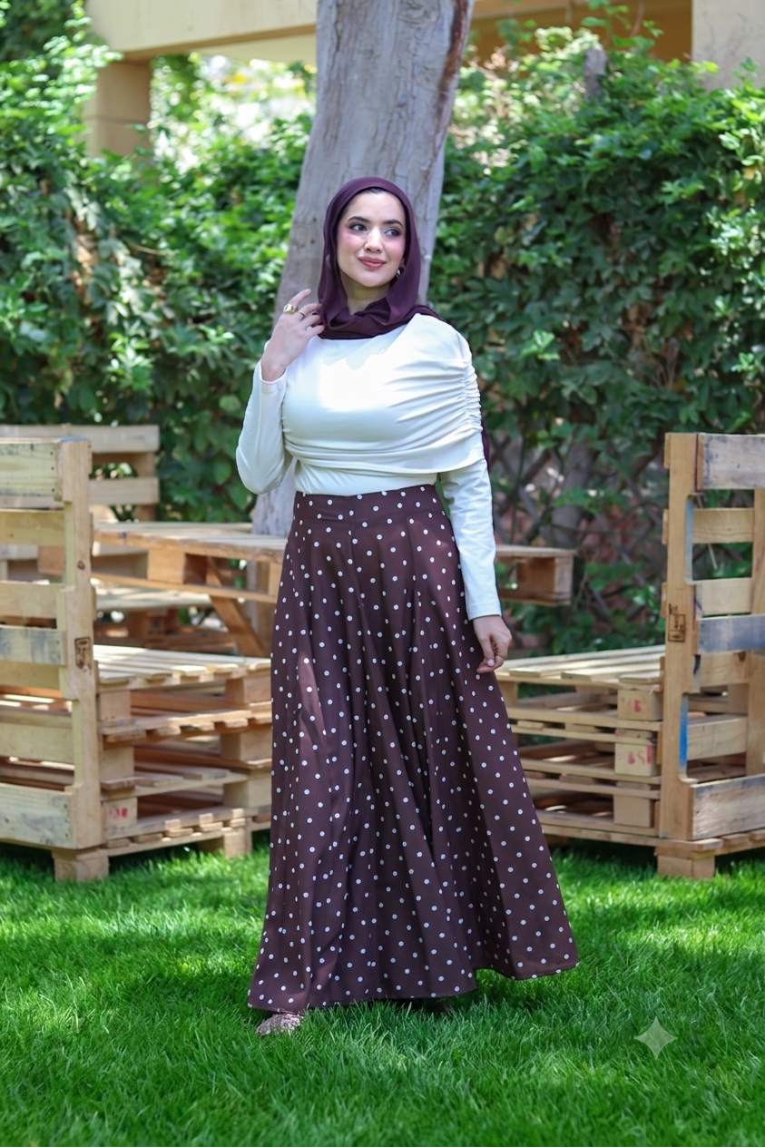 Ozel Polka Dot Skirt in Brown