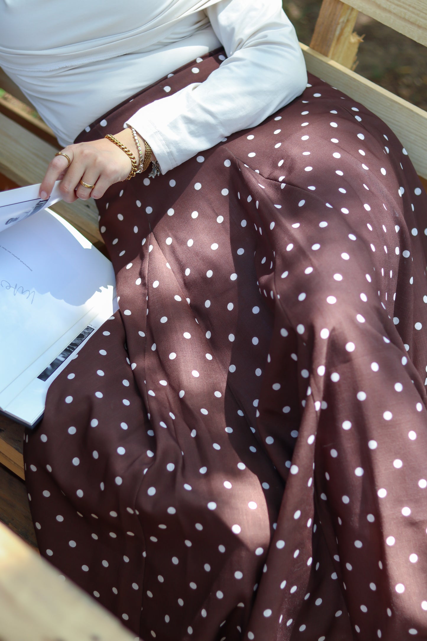 Ozel Polka Dot Skirt in Brown